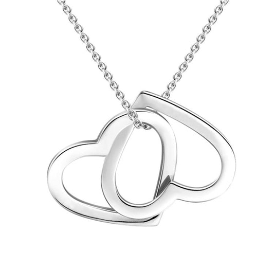 Double Heart Necklace Lettering